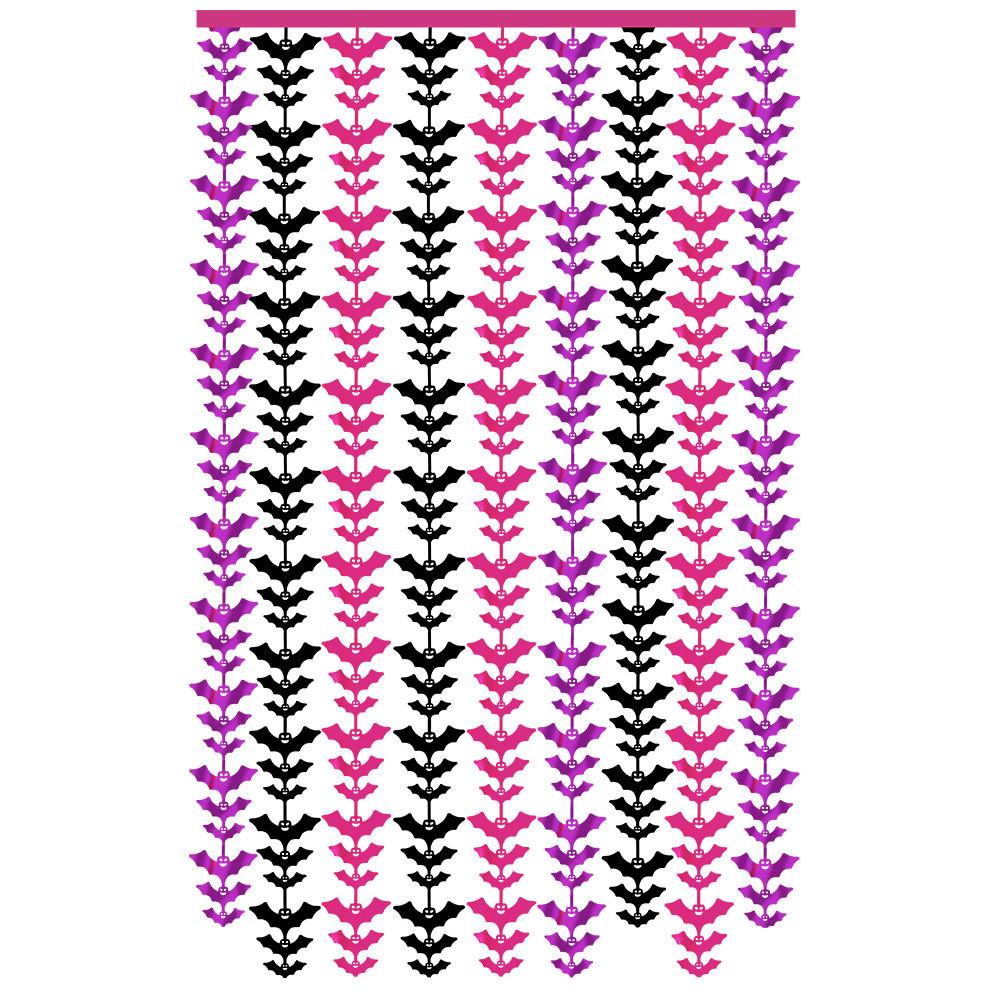 2m Purple Unique Black And Rose Red Bat Curtain For Halloween Decor Celebration