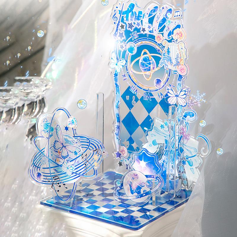 Creative Acrylic Standing Display Stand Ornaments Romantic Background Board Cartoon Anime Badge Display Desktop Accessories Gift