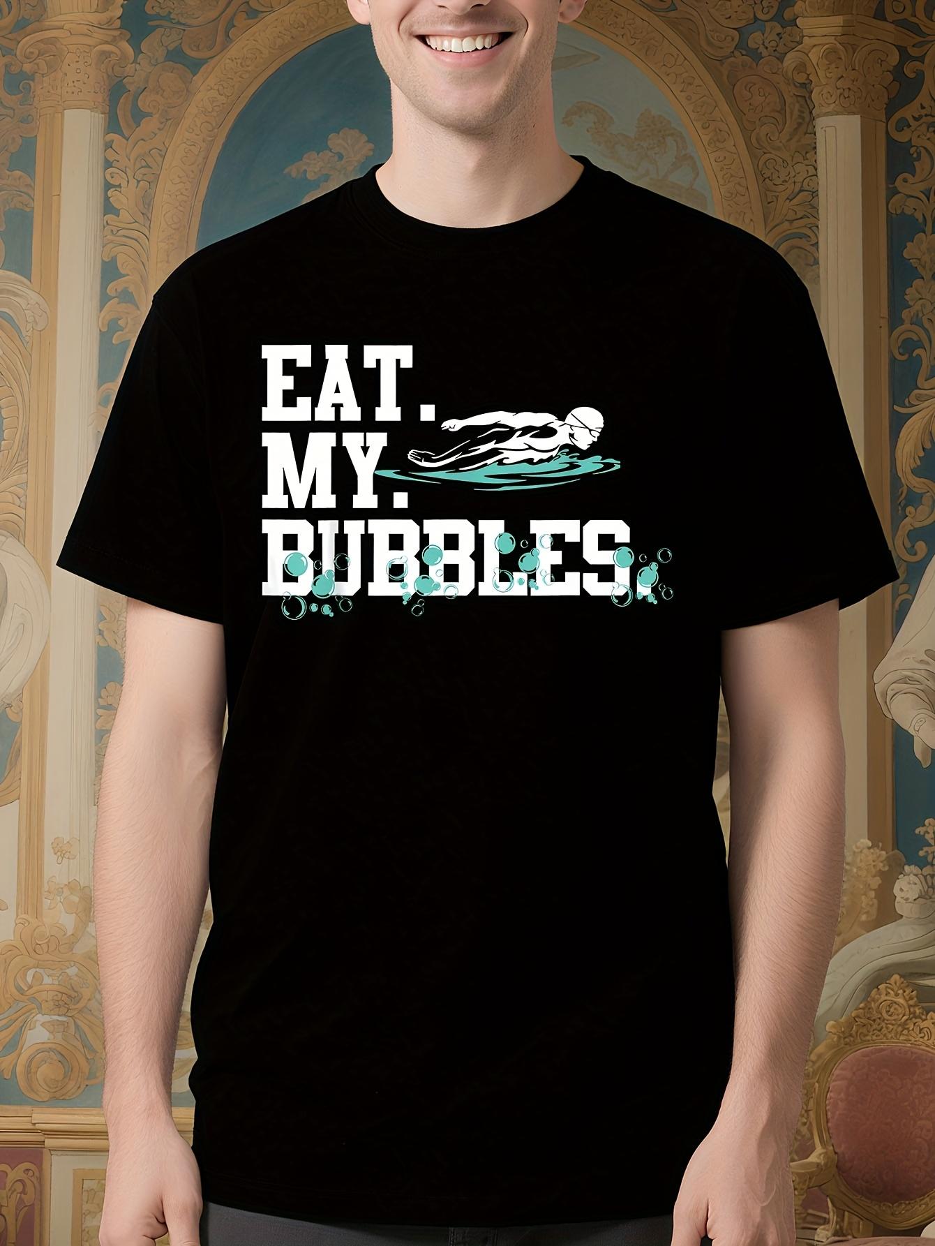 Funny Swim Graphic Tee - Black Cotton Shirt with Eat My B... S