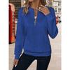 women's Cable Knit Textured Half Zip Long Sleeve Sweatshirt Casual Loose Fit Pullover Top