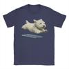 Unisex T-Shirt Lustiger Laufender Hund Kunstdruck Niedlicher Westie Hund Spaß Baumwolle T-Shirt Kurzarm T-Shirts Rundhals Kleidung Einzigartig
