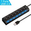 USB HUB 7 Port Multiple Expander With ON/OFF LED Switch Extension Hub Multi USB Splitter 7ports Adapter For Computer Accessories