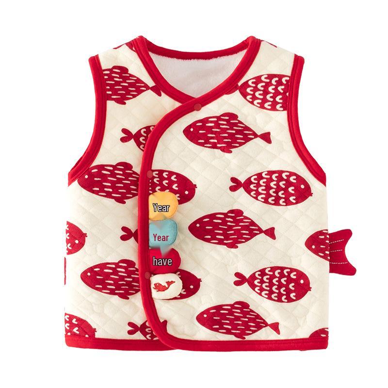 

Праздничный осенне-зимний теплый жилет для малыша на первый день рождения 90 cm