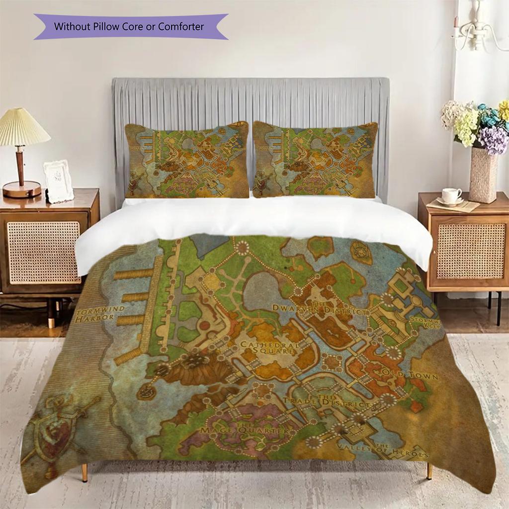 Vintage Maritime Adventure Map Three-piece set (1 * duvet cover + 2 * pillowcase, without core) 2D Flat Duvet cover and pillowcase