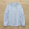 Spring Autumn Women White Shirts Embroidery Blue Blouses Long Sleeve Casual Lady Tops Stand Collar Loose Female Clothes