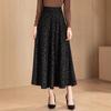 Korean Jacquard Skirt for Women In Winter New High-waisted Temperament Large Hem Skirt Mid-length Over-knee A-line Skirt