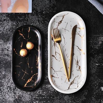 Piatto rettangolare in ceramica effetto marmo stile nordico piatto da portata irregolare per cibo occidentale sushi vassoio per la casa gioielli