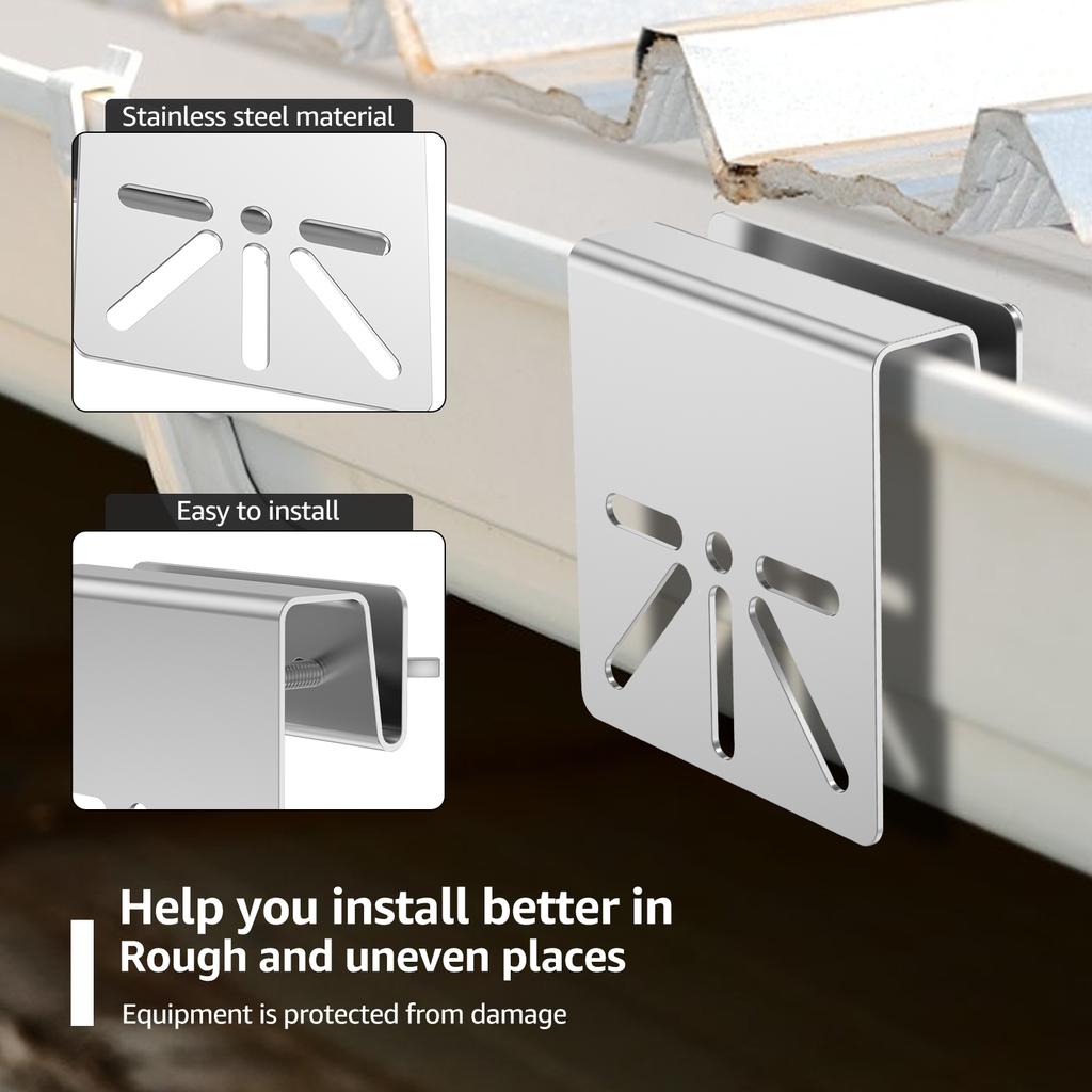 WiTi Gutter Mount Stainless Steel Solar Security Camera Mount for Eufy Security SoloCam S340 for Outdoor IP PTZ DomeCameras
