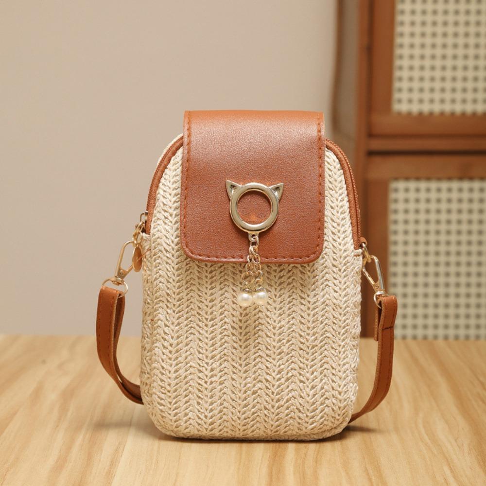 

Fashi Braided Women Crossbody Bag Mini Street Style Ladies Beach Basket Bag Casual Phe Bag