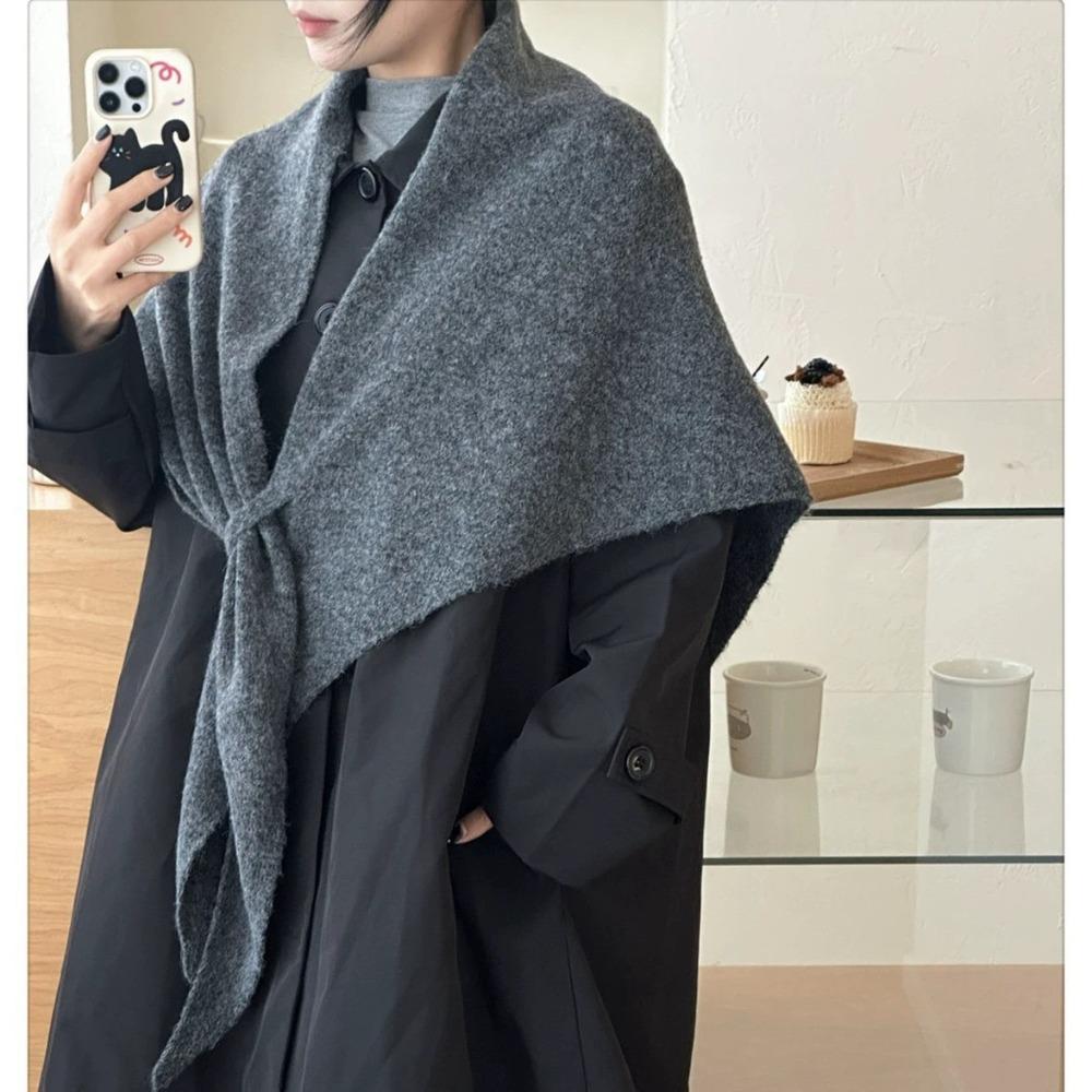 Triangle Scarf Scarf Solid Color Shawl Cape Autumn and Winter Women's High-end Shawl Blanket Warm Small Cape Cape