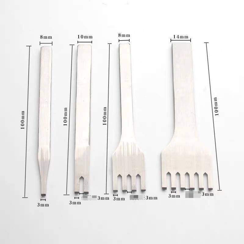 1/2/4/6 Teeth Stainless Steel Leather Stitching Punching and Chop 3mm Teeth Width Suitable for Belt Wallet DIY Leather Making