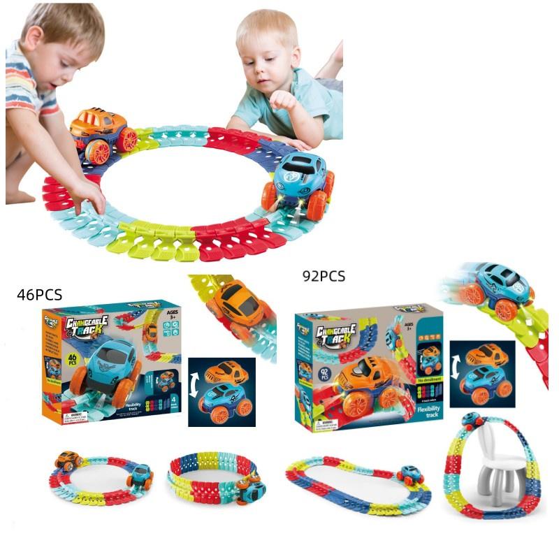 Magisches Schwerelosigkeits-Autobahn-Spielset mit LED-Rennwagen und im Dunkeln leuchtenden Regenbogen-Schienen Perfektes Geschenk für Kinder!