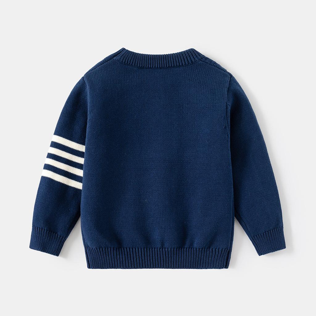 Boys Sweater Pullover Korean Version Autumn and Winter Boys Striped Knitted Sweater Fashion Children's Sweater Spring and Autumn Trendy Children