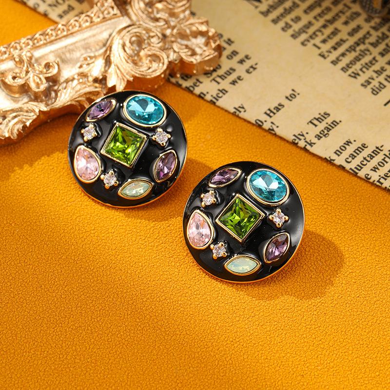 

Средневековые Классические Винтажные Серьги с Каплей Масляной Эмали, Цветным Цирконом, Преувеличенные Серьги, Модные Аксессуары, Подарок на Фестиваль