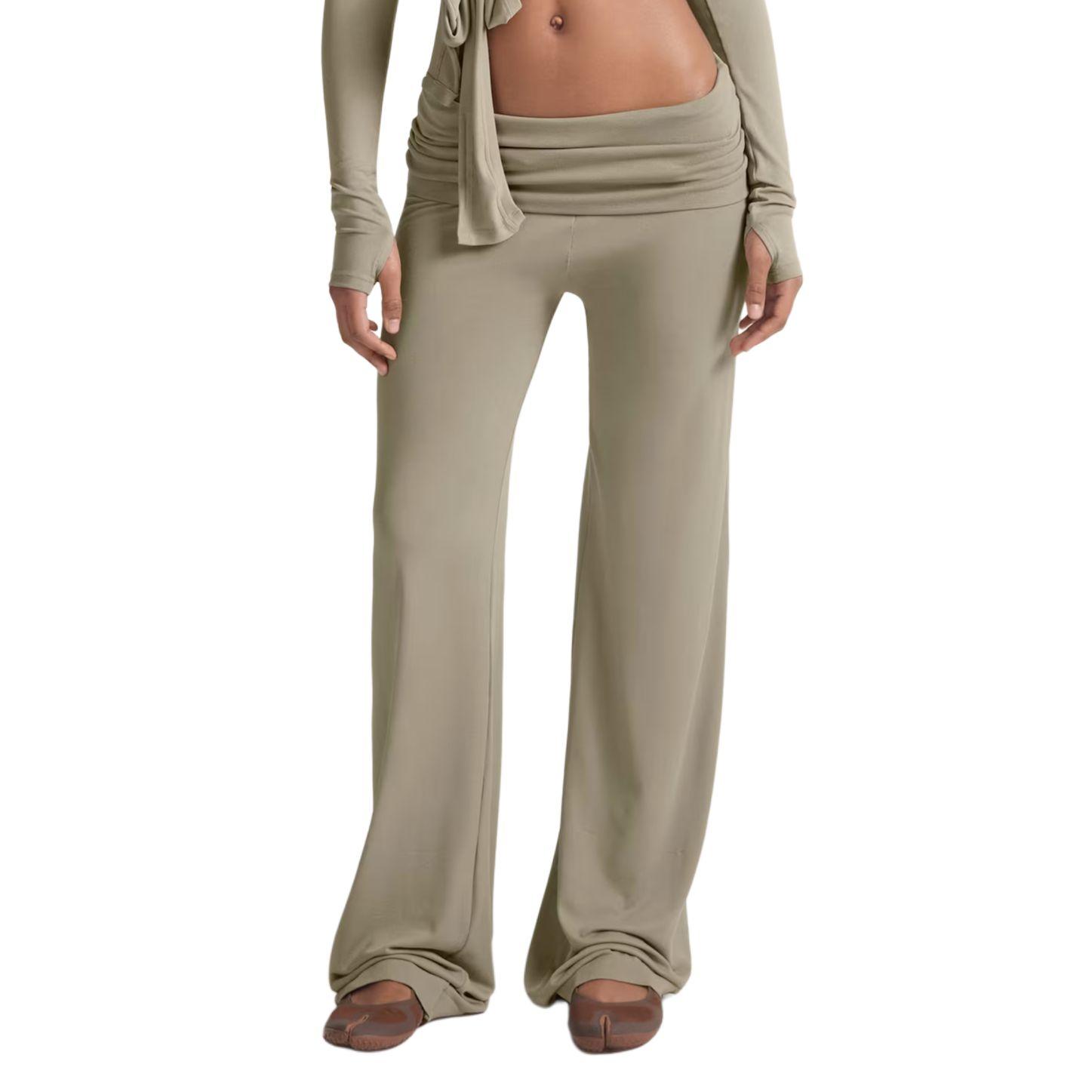 Nike × SKIMS Lightweight Solid Color Stretch Knit Wide Leg Casual Pants Women bottoms PTLEG10176W-DNE 2XS