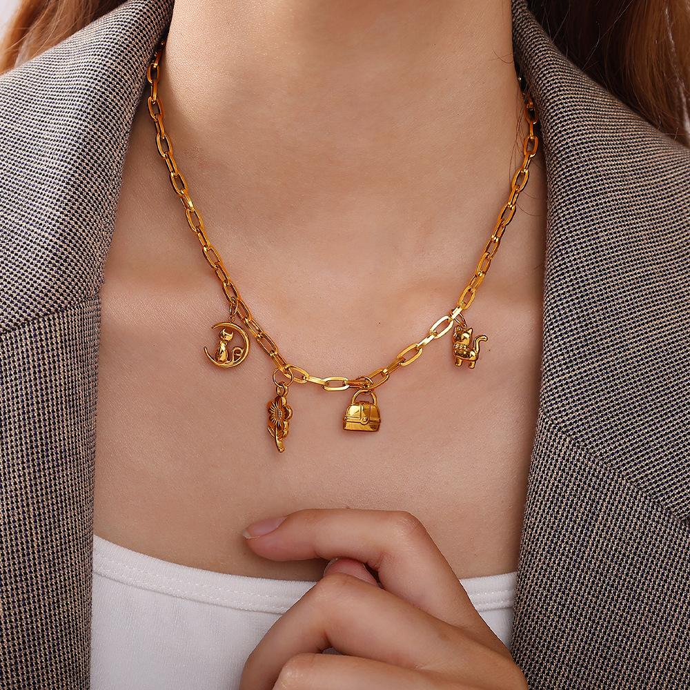 Exquisite and compact DIY mini bag pendant accessories stainless steel plated 18K gold daily versatile pendant accessories