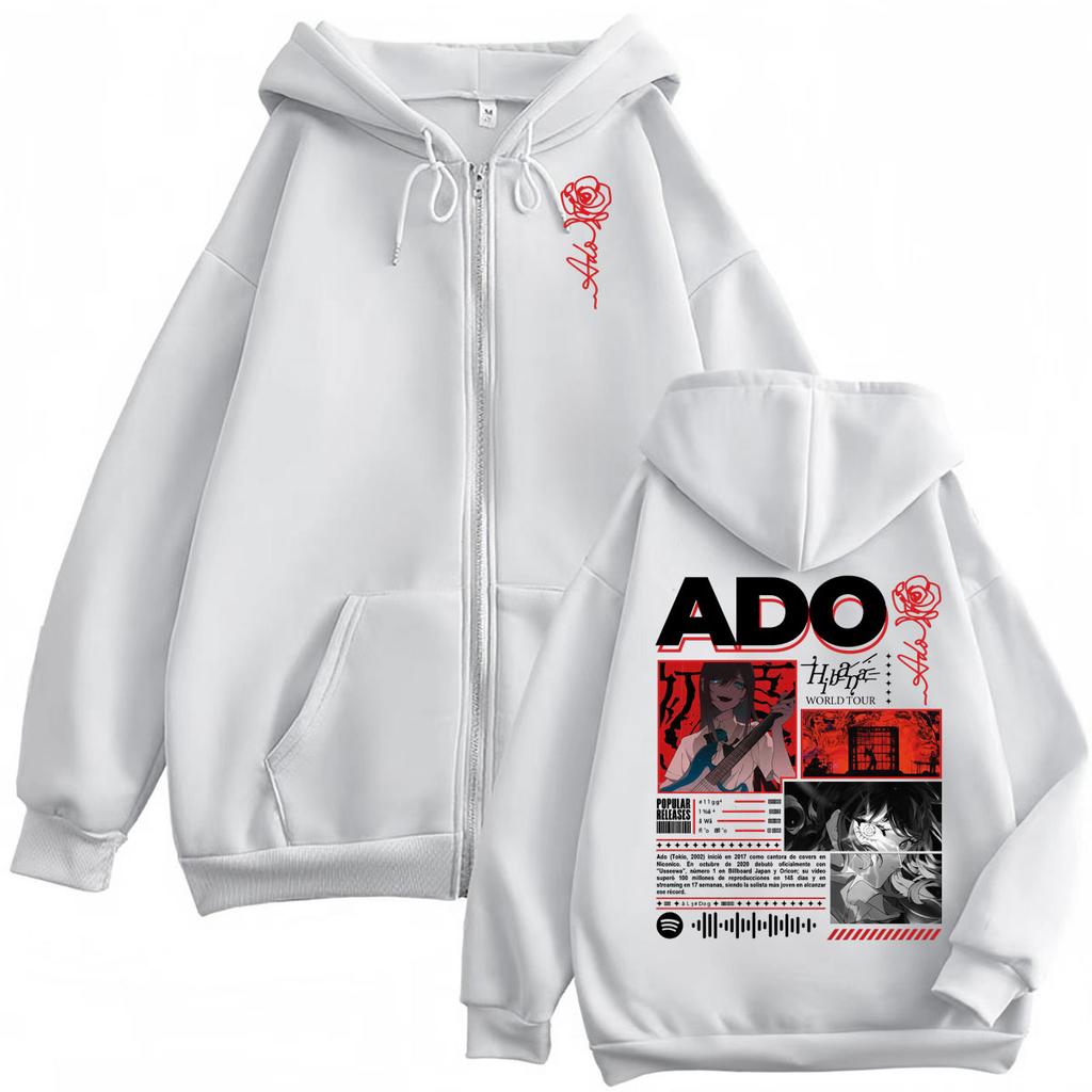 Singer Ado Hibana World Tour Dragkedja Hoodie Harajuku Japansk Stil Dragkedja Tröjor Herr Dam Casual Överdimensionerade Tröjor