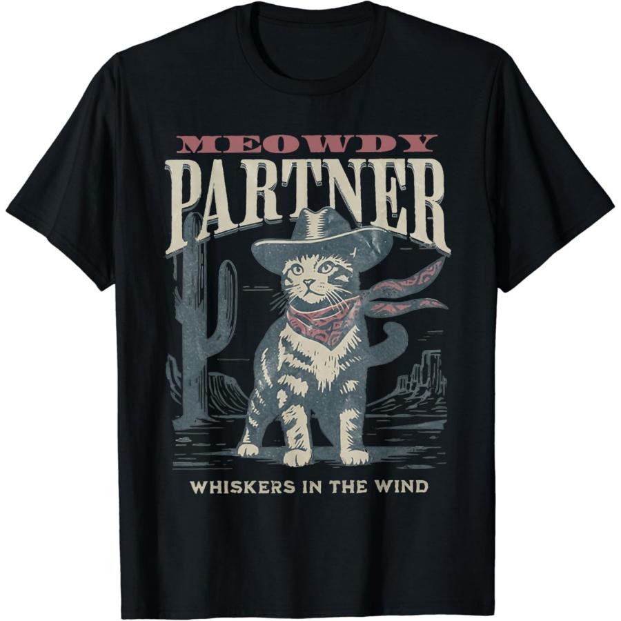 YYUUYUU Meowdy Partner Cowboy Cat Country Western Funny Cat T-Shirt XXXXXL разноцветный
