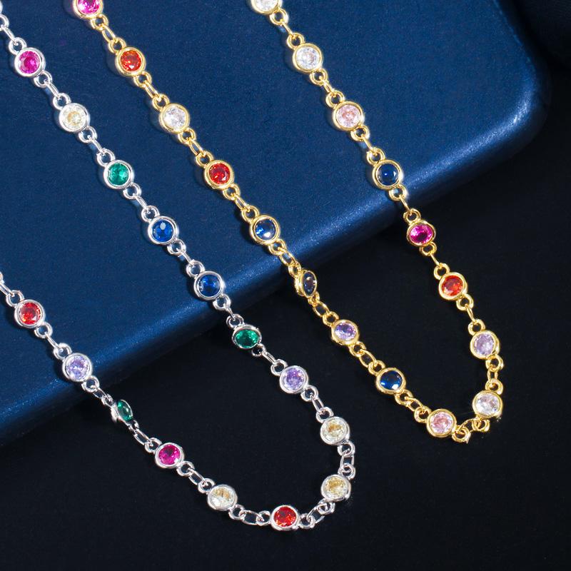 WWJ høy kvalitet rund regnbue Cubic Zirconia langkjede halskjede