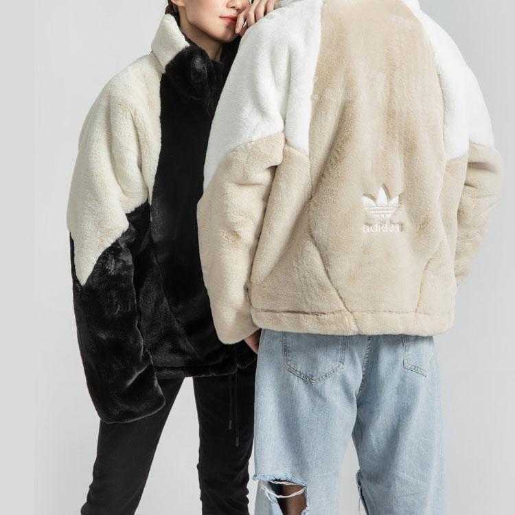 Adidas Originals Trefoil Speed Fur Fleece-Lined Casual Sports Jacket Unisex Jacket Brown HF0702