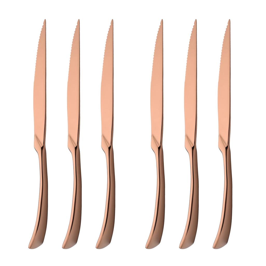 6 Pcs 304 Stainless Steel Gold Steak Knife Sharp Rainbow Knives Restaurant Black Steak Knives In Dinnerware Set