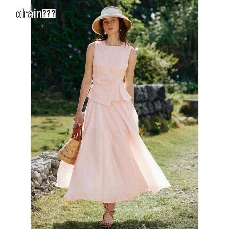 Elegant French Style Sleeveless Midi Dress M