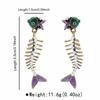 Orecchini Pendenti Creativi a Lisca di Pesce Smaltata Charms Pesce Orecchini a Lobo Geometrici in Metallo Orecchini Pendenti Bohemien Retrò Smalto Colato Regalo