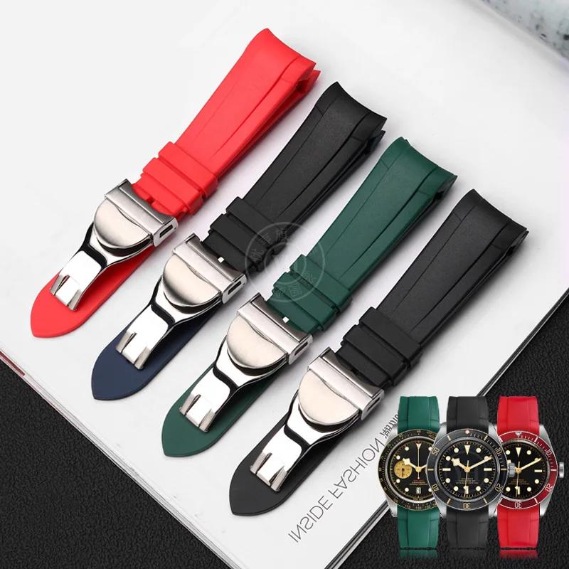 Arc Interface Natural Rubber Silione Watchband 22mm for Tudor Black Bay 1958 GMT 41mm Pelagos Blue Green Black Sport MEN Strap