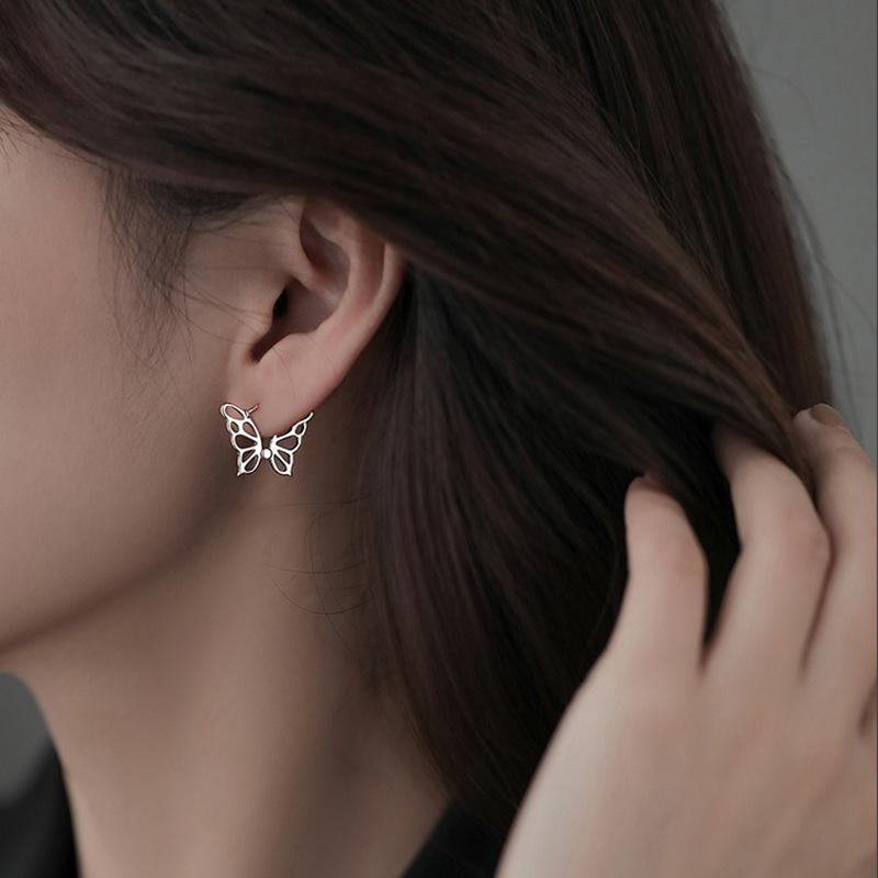 New 1 Pair Silver Plated Butterfly Earrings for Women Trendy Female Party Jewelry Gift Girls