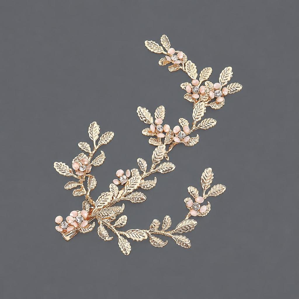 Handmade Flower Hair Clip with Alloy, Pearl and Drip Oil - Bridal Wedding Headwear Accessory