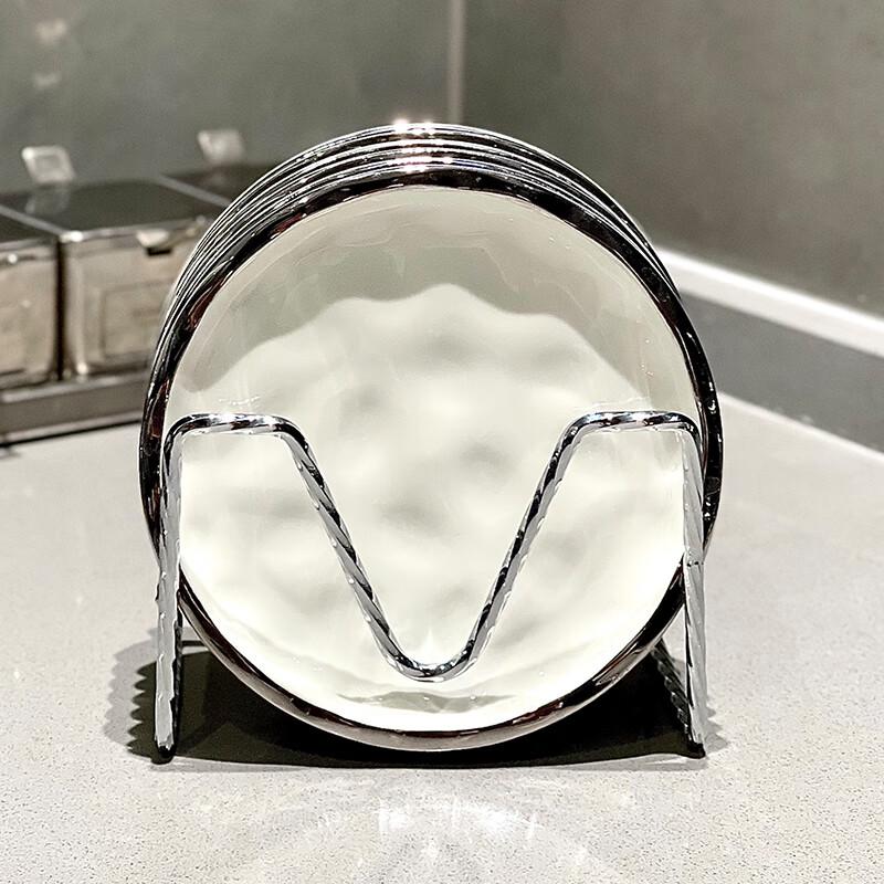 KANGMO Light Luxury Ceramic Bone Dishes with Rack, 4-Pack