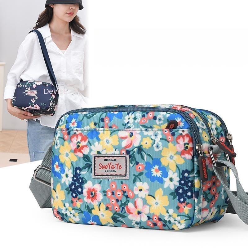 Nylon Shoulder Bags For Women Fashionable Small Square Bag Waterproof Capacity Mommy Bag Ladies Colorful Printed Crossbody Bag