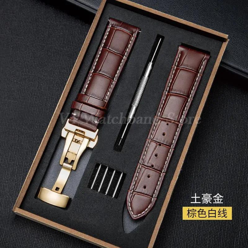 18/19/20/21/22/24mm Genuine Leather Watch Bracelet for Seiko Strap for Casio Steel Butterfly Buckle Slub Pattern Band with Box
