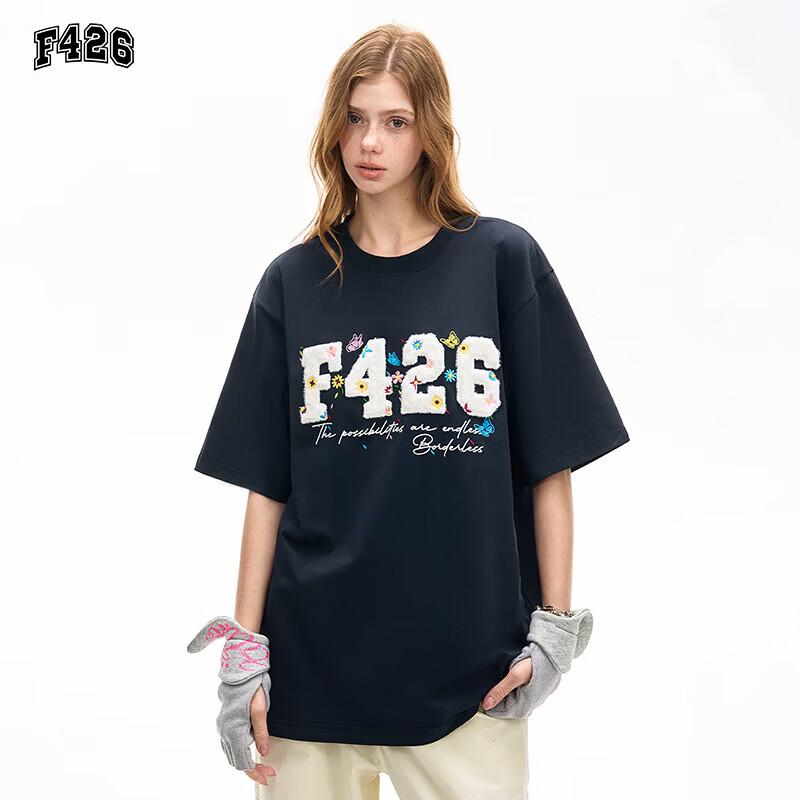 American Casual Fluffy Patch Short-Sleeve T-Shirt L