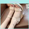 Womens Flat Sandals With Velvet Upper And Ankle Buckle For Summer Casual Wear