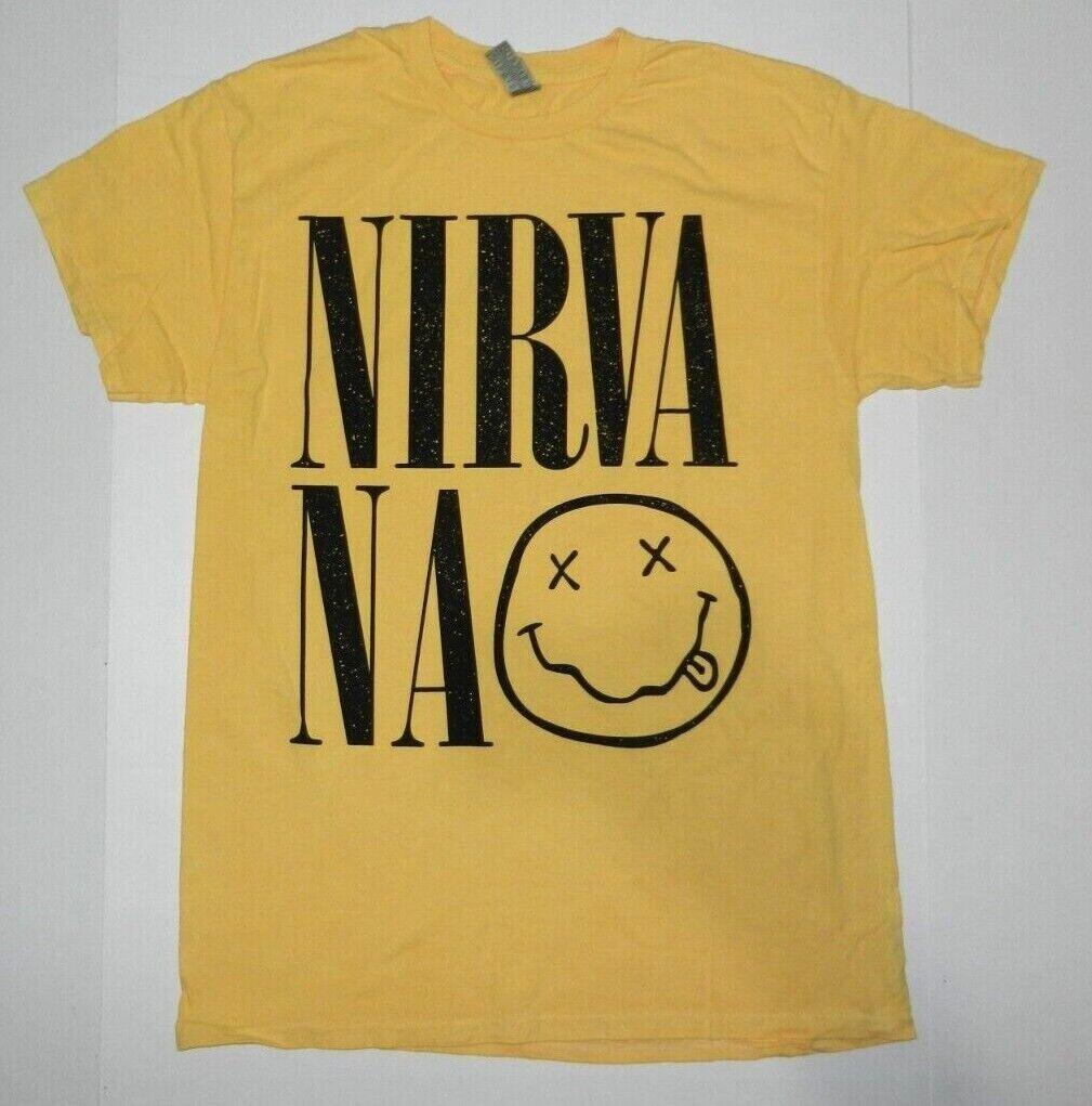 26 Nirvana Logo Smiley Graphic Yellow Tee Shirt New Unisex T-Shirt XXXL