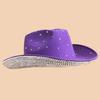 Vacation Cowboy Hat Panama Hat Crystal Brim Hat Rhinestones Hand Beading Crystal for Carnivals Music Festival