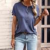2023 Spring/Summer Women's Solid Twist-Button Short-Sleeve Top
