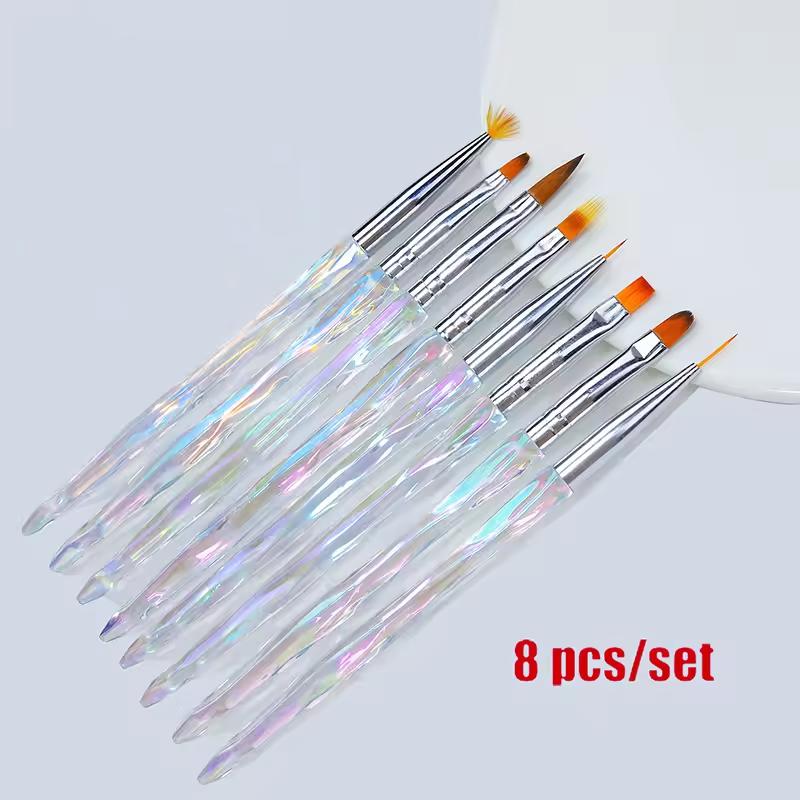 

8Pcs Acrylic Nail Art Painting Pens Nail Design Soft Slender Brush Gradient Gel Drawing DIY Brush Professional Manicure Tool