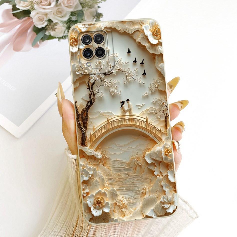 For Samsung Galaxy A12 M12 SM-A125F A127F Cute Cat Flower Butterfly Cartoon Phone Case Shockproof Soft Silicone Cases