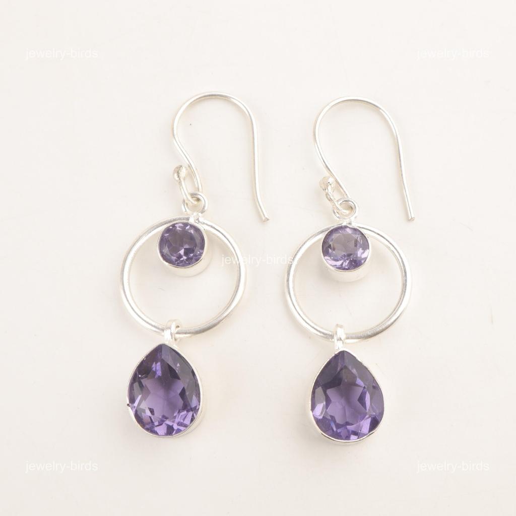 Iolite Gemstone 925 Silver Engagement Wife Gift Dangle Hook New Earrings Jewelry EE-140-1