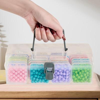 Clear Organizer Box Bead with 24 Small Boxes Portable Storage Case Beads Container for Ear