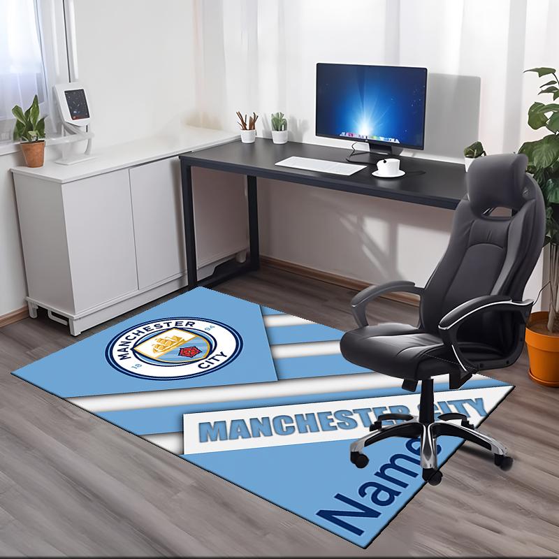 Custom Name Manchester City Printed Carpet Rug For Office Chair Living Room Bedroom Kitchen Room Decor Gifts