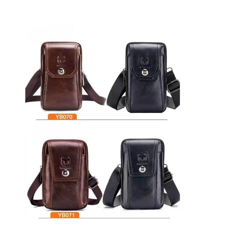 100% Genuine Leather Men's Shoulder Bag, Crossbody Bag, Phone Waist Bag, Wear-resistant