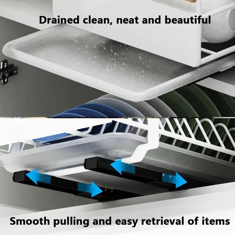 Ausziehbarer Schrank-Aufbewahrungsständer, Geschirrabtropfgestell für Küchenarbeitsplatte, Gewürzregale für Küchenschränke, Haushaltsorganisator und Aufbewahrung