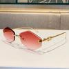 Stylish Frameless Metal Diamond-shaped Sunglasses for Women, High-end UV Protection Sunglasses
