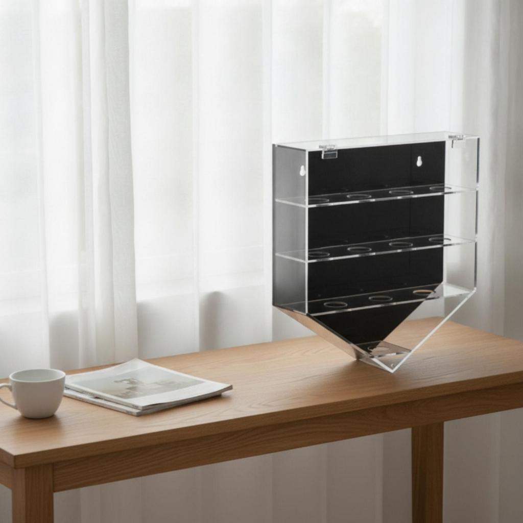Ball Display Case 3-Tier Wall-Mounted Clear for Office, Sports Fans