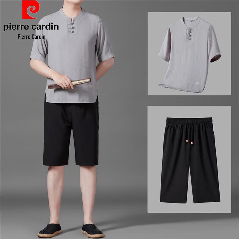 Pierre Cardin Men's Summer Linen Blend Chinese Style Tang Suit Top