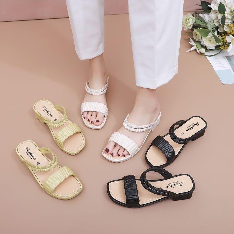 New Summer Women's Non-Slip Thick Sole Beach Sandals Fashion Soft Sole Casual Home Slippers