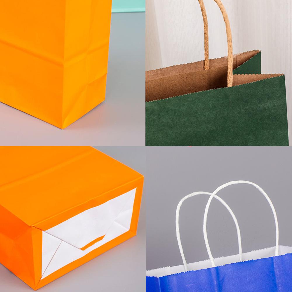 18 Pcs Multi-color 8.26x5.9in Gift Bag, Craft Gift Bag, Birthday, Wedding, Party Christmas Halloween Paper Bag, Kraft Paper Bag
